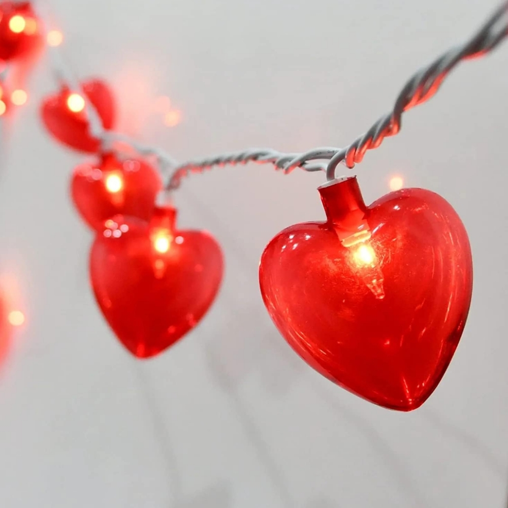 Red Hearts String Lights